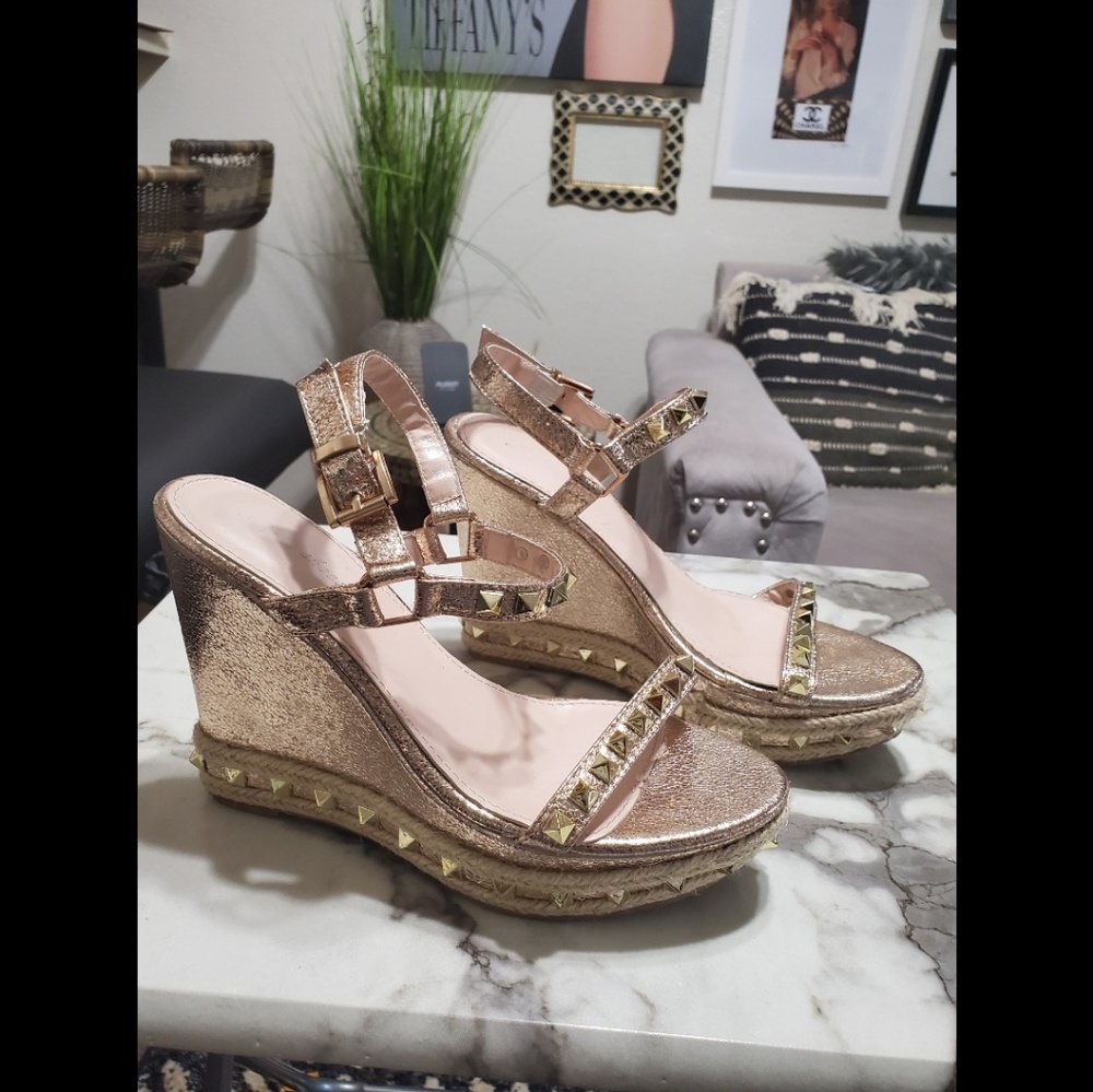 Gold studded espadrilles